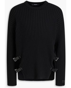 Versace Buckled Ribbed Wool Jumper - Black