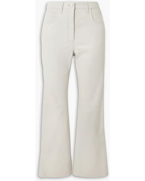 JOSEPH Duke Cropped Leather Flared Pants - White