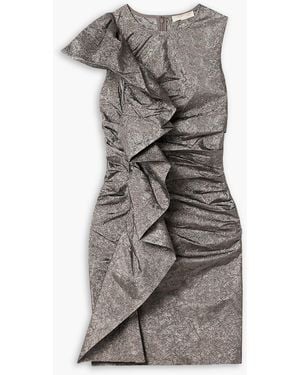 Ulla Johnson Estella Ruffled Crinkled-Taffeta Mini Dress - Grey
