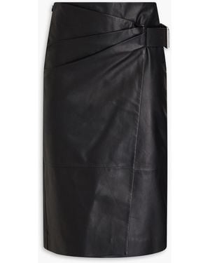 Acne Studios Pleated Leather Wrap Skirt - Black