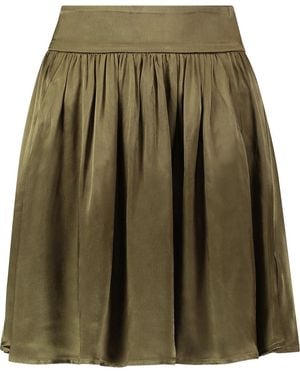 Ganni Pleated Satin Mini Skirt - Green
