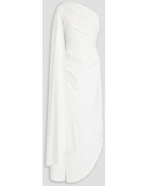 Rhea Costa One-shoulder Draped Crepe Gown - White
