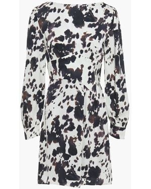 ALEXACHUNG Gathered Printed Satin Mini Dress - Multicolour