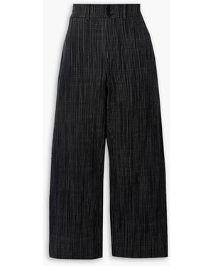 Apiece Apart Merida Striped Cotton Wide-leg Trousers - Black