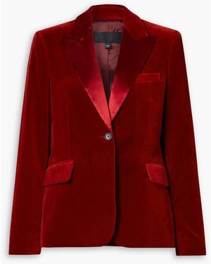 Nili Lotan Marshal Silk Satin-trimmed Cotton-blend Velvet Blazer - Red