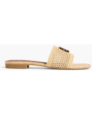 Jonathan Simkhai Delphi Appliquéd Raffia Slides - White