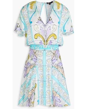Maje Printed Satin Mini Dress - Blue