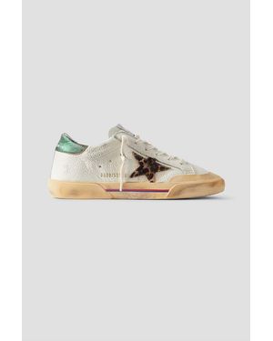 Golden Goose Superstar Penstar Distressed Rubber-Trimmed Leather Trainers - White