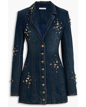 Area Embellished Denim Mini Dress - Blue