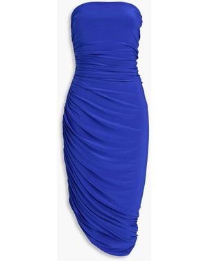 Norma Kamali Diana Strapless Ruched Stretch-Jersey Dress - Blue