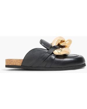JW Anderson Chain-Embellished Leather Clogs - Black