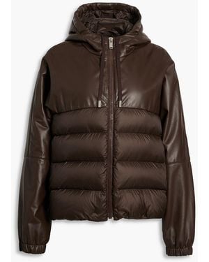Zeynep Arcay Quilted Leather And Shell Hooded Down Jacket - Brown