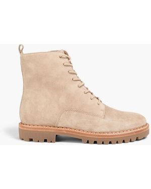 Vince Cabria Suede Combat Boots - Natural