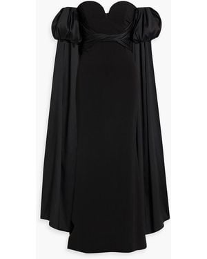 Badgley Mischka Off-the-shoulder Draped Ponte Gown - Black