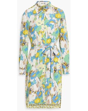 Diane von Furstenberg Prita Printed Crepe Shirt Dress - Blue