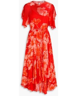 Erdem Floral-print Silk-voile Midi Dress - Red