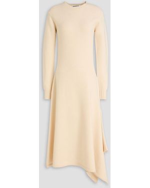 Jil Sander Draped Wool Midi Dress - Natural