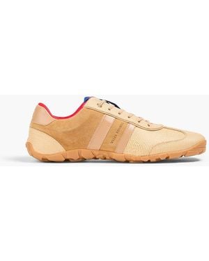 Wales Bonner Cadence Lizard-effect Leather And Suede Trainers - Natural