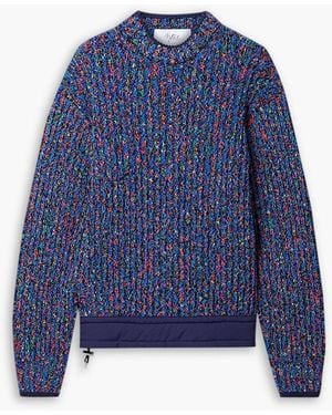 Aztech Mountain Shell-trimmed Ribbed-knit Jumper - Blue