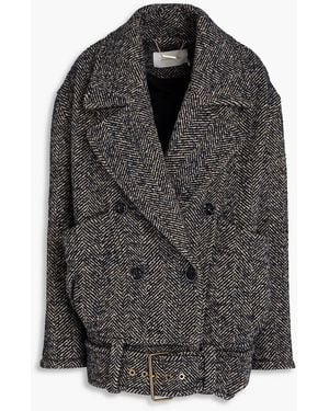 Zimmermann Tweed Herringbone Coat - Black