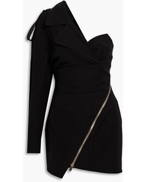 Alexandre Vauthier One-Sleeve Zip-Detailed Crepe Mini Dress - Black