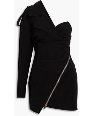 Alexandre Vauthier One-Sleeve Zip-Detailed Crepe Mini Dress - Black