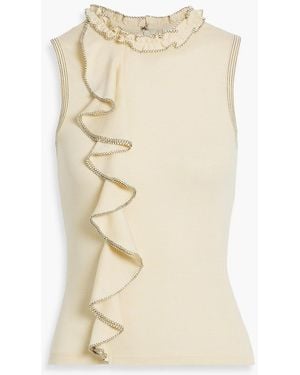 Ulla Johnson Brea Ruffled Wool Top - Natural