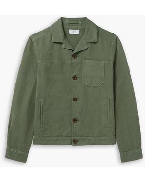 MR P. Camp-Collar Garment-Dyed Cotton And Linen-Blend Jacket - Green