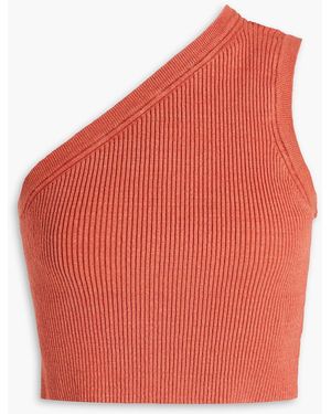 Jacquemus Maille One-shoulder Ribbed Linen-blend Top - Red