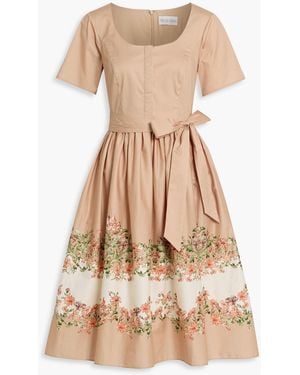 Mikael Aghal Floral-Print Cotton-Blend Poplin Dress - Natural