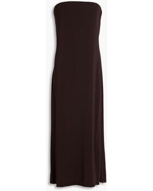 Tibi Harlow Strapless Jersey Midi Dress - Brown