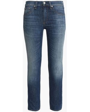 Rag & Bone The Ankle Skinny Cropped Faded Mid-Rise Skinny Jeans - Blue