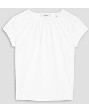 FRAME The Gathered Cotton-Blend Jersey T-Shirt - White