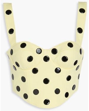 Area Studded Denim Bustier Top - Metallic