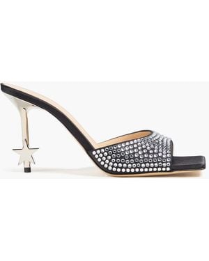 Mach & Mach Crystal-embellished Satin Mules - Metallic
