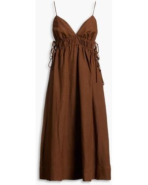 Casa Raki Rita Linen Midi Dress - Brown