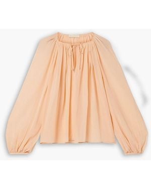 Ulla Johnson Safa Gathered Silk Crepe De Chine Blouse - White