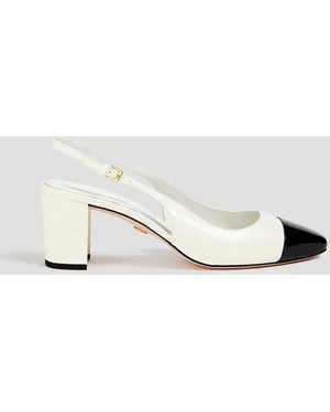 Veronica Beard Cecile Croc-effect And Patent-leather Slingback Court Shoes - White
