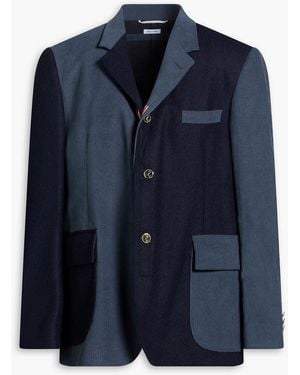 Thom Browne Corduory-Paneled Wool-Felt Blazer - Blue
