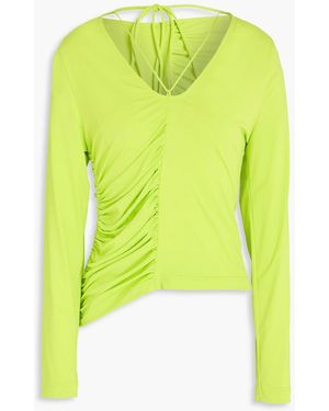 Saks Potts Ruched Stretch-jersey Top - Yellow
