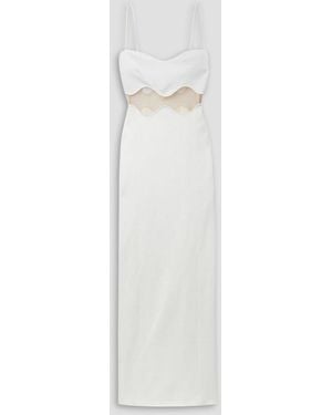 Galvan London Isola Bella Mesh-paneled Knitted Maxi Dress - White