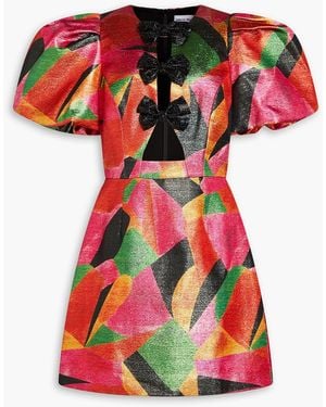 Rebecca Vallance Copacabana Bow-detailed Metallic Crepe Mini Dress - Red