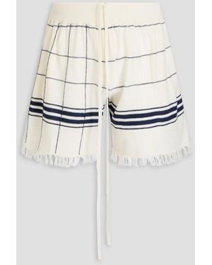 Maison Margiela Fringed Checked Wool-Blend Drawstring Shorts - White