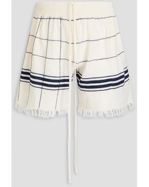 Maison Margiela Fringed Checked Wool-Blend Drawstring Shorts - White