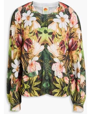 FARM Rio Floral-print Cotton-blend Cardigan - Green