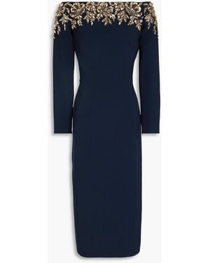 Jenny Packham Off-the-shoulder Embellished Crepe Midi Dress - Blue