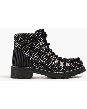 Stine Goya Vera Polka-Dot Jacquard Hiking Boots - Black