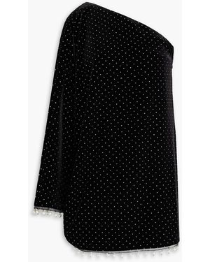 Borgo De Nor Vida One-Shoulder Crystal-Embellished Velvet Mini Dress - Black