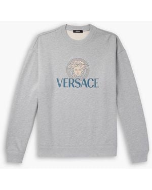 Versace Logo-Print Cotton-Jersey Sweatshirt - White