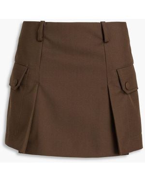 Sandro Pleated Drill Mini Skirt - Brown